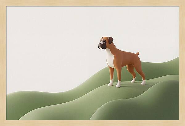 Boxer Dog On Green Hills
