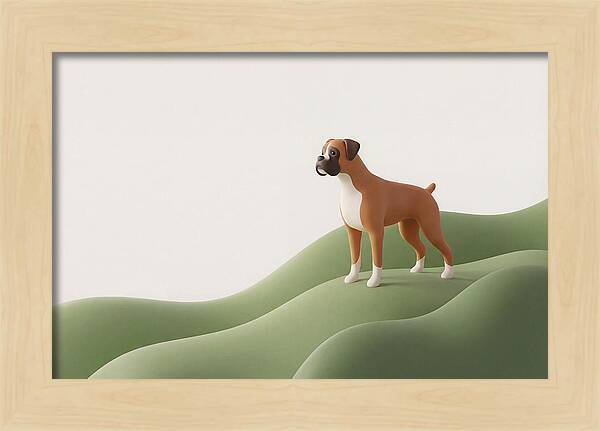 Boxer Dog On Green Hills