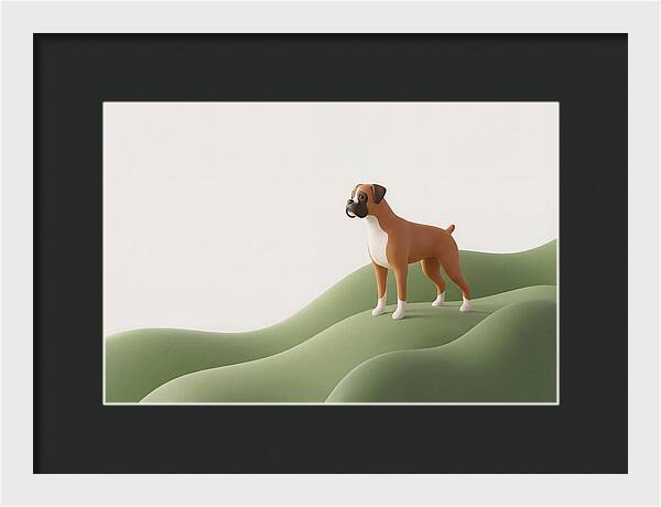 Boxer Dog On Green Hills