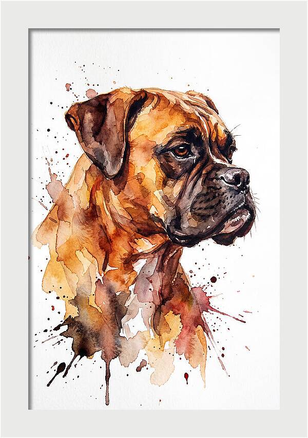 Boxer Dog Watercolor Portrait