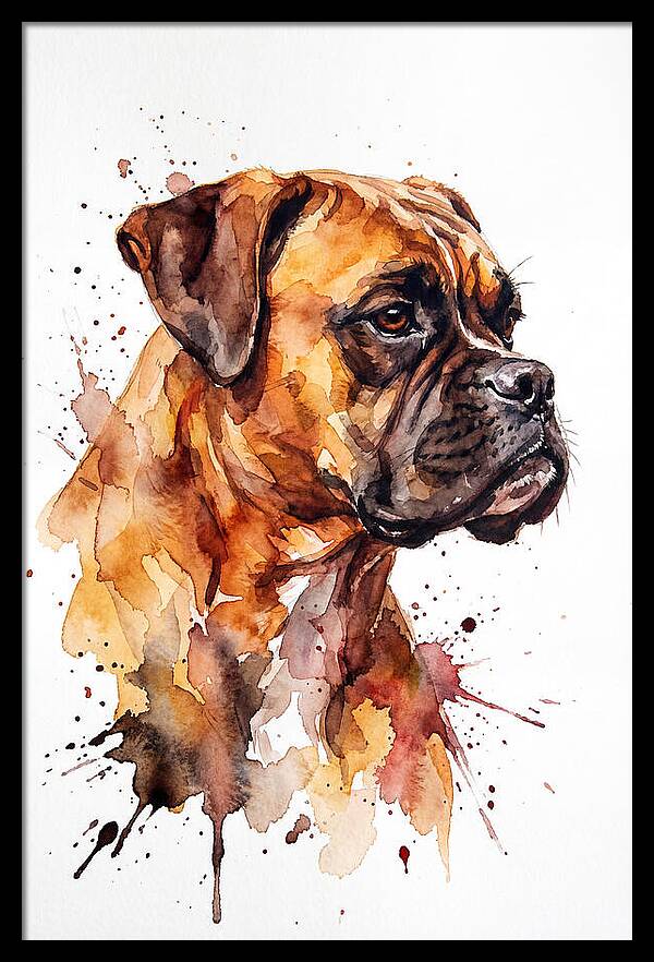 Boxer Dog Watercolor Portrait