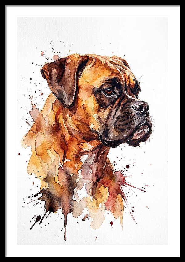 Boxer Dog Watercolor Portrait