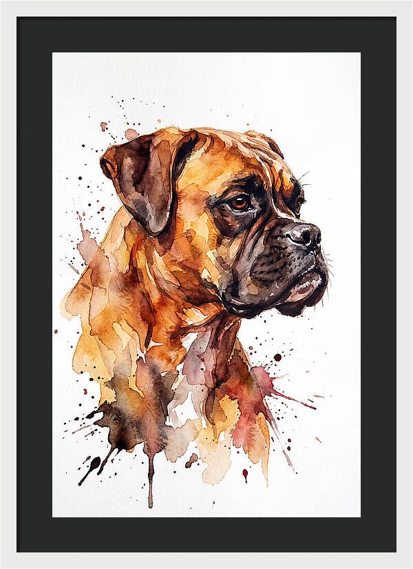 Boxer Dog Watercolor Portrait
