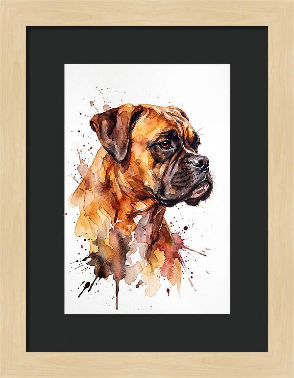 Boxer Dog Watercolor Portrait
