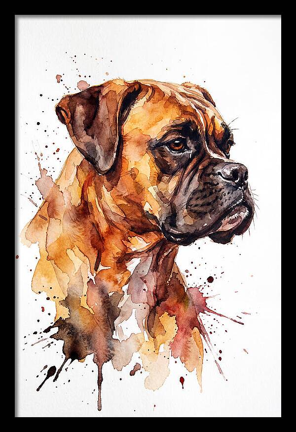 Boxer Dog Watercolor Portrait