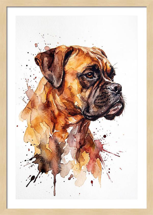 Boxer Dog Watercolor Portrait