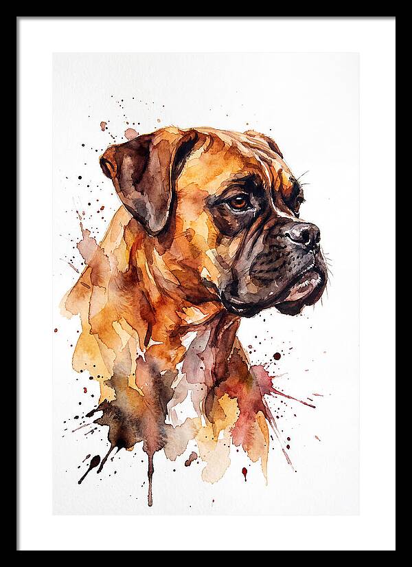 Boxer Dog Watercolor Portrait