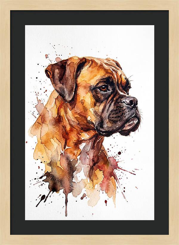 Boxer Dog Watercolor Portrait