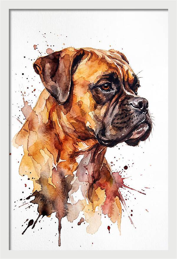 Boxer Dog Watercolor Portrait