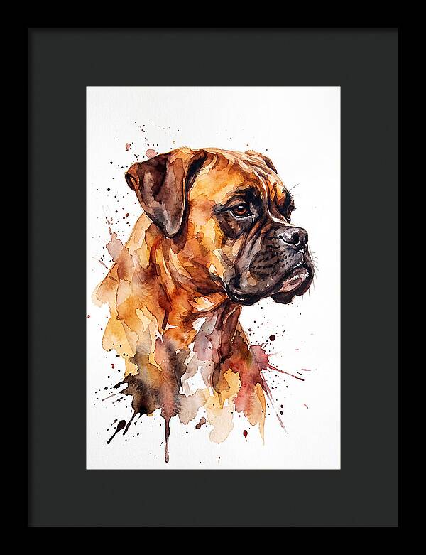 Boxer Dog Watercolor Portrait