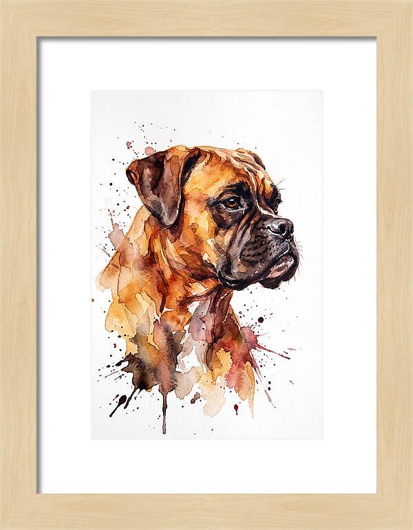 Boxer Dog Watercolor Portrait