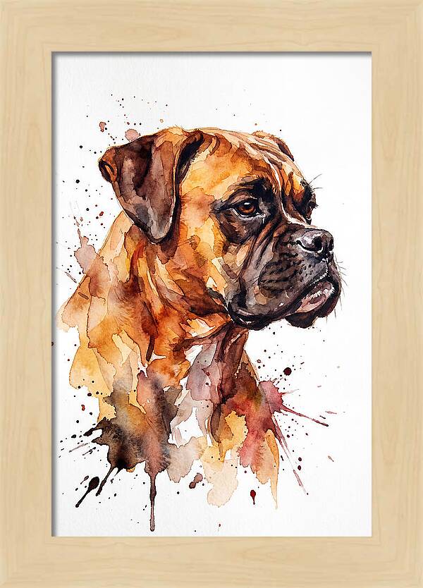 Boxer Dog Watercolor Portrait