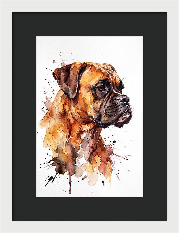 Boxer Dog Watercolor Portrait
