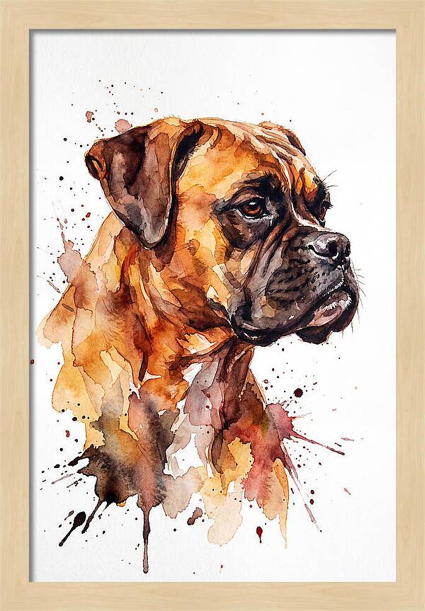 Boxer Dog Watercolor Portrait
