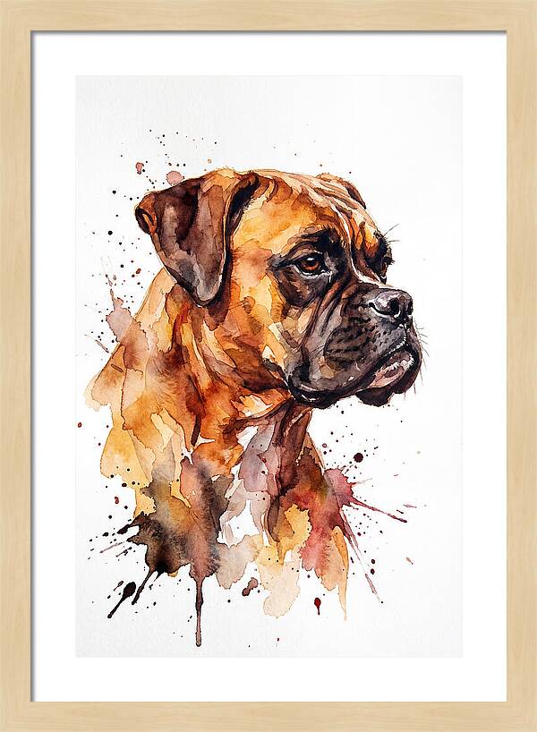 Boxer Dog Watercolor Portrait