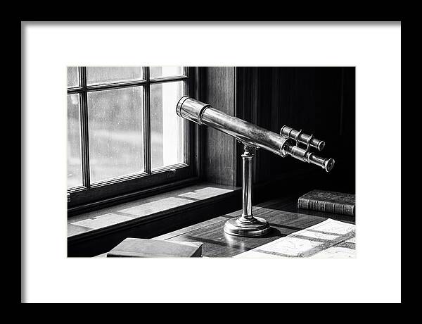 Brass Telescope On Mahogany Desk
