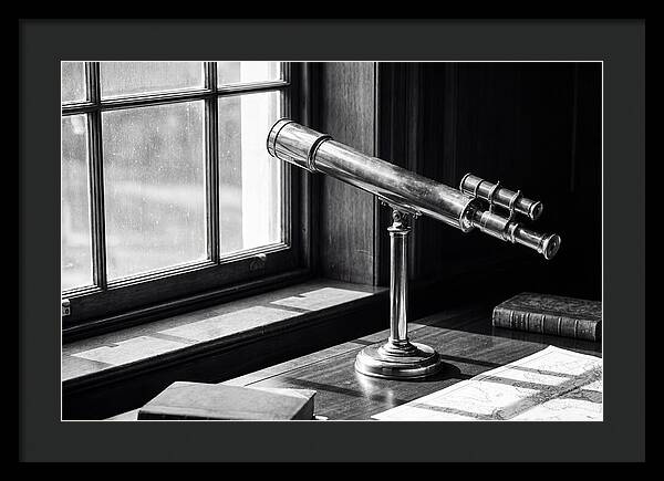 Brass Telescope On Mahogany Desk