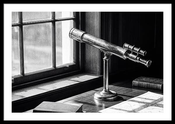 Brass Telescope On Mahogany Desk