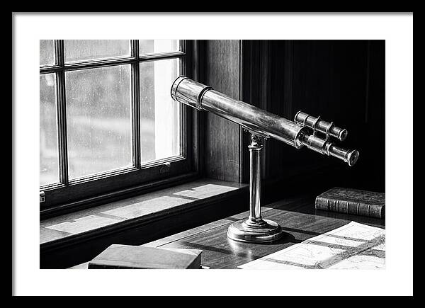 Brass Telescope On Mahogany Desk