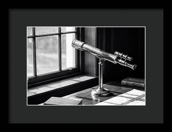 Brass Telescope On Mahogany Desk