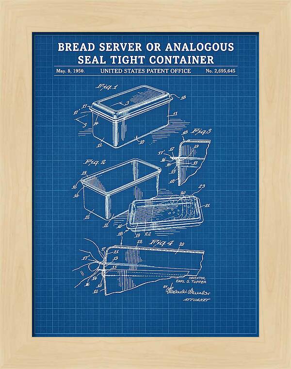 Bread Server Tupperware Container Blueprint Patent Us2695645a