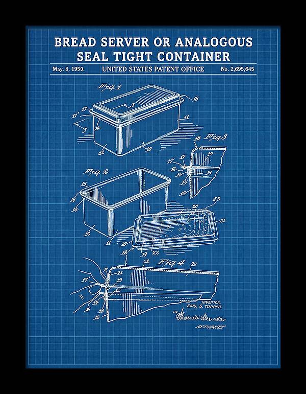 Bread Server Tupperware Container Blueprint Patent Us2695645a