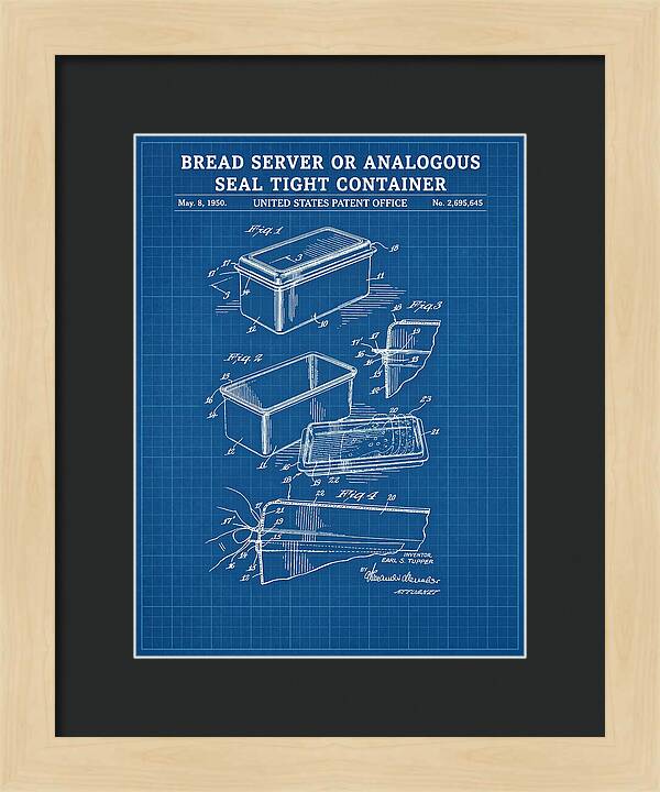 Bread Server Tupperware Container Blueprint Patent Us2695645a