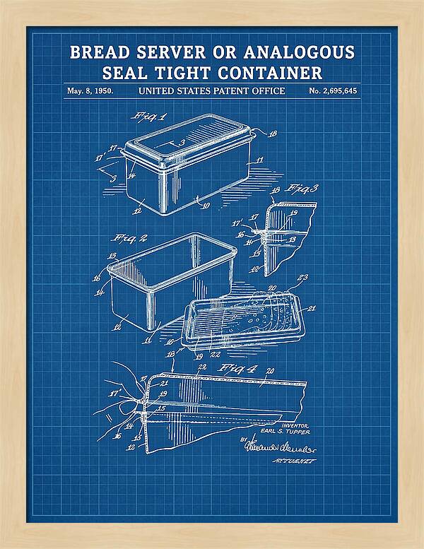 Bread Server Tupperware Container Blueprint Patent Us2695645a