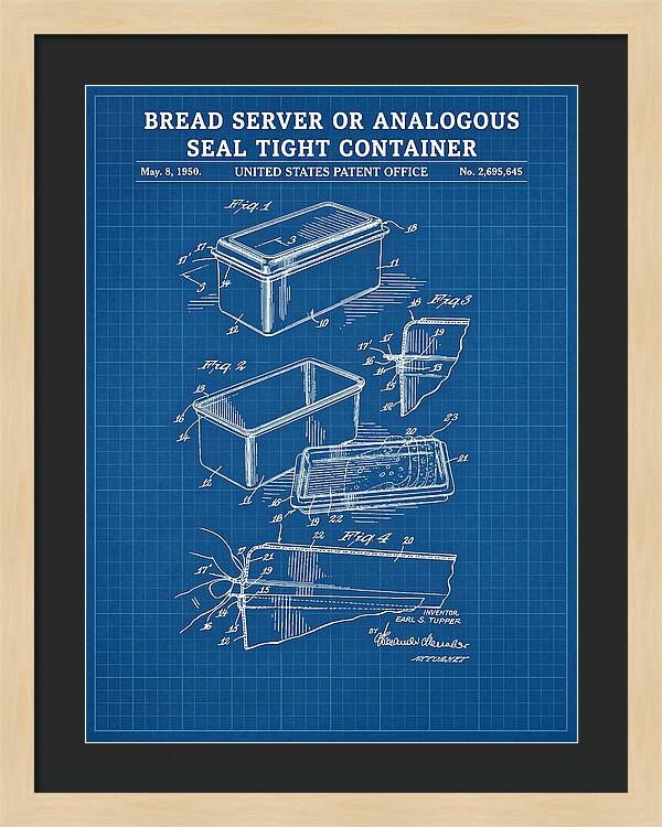Bread Server Tupperware Container Blueprint Patent Us2695645a
