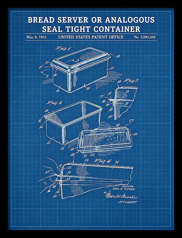 Bread Server Tupperware Container Blueprint Patent Us2695645a