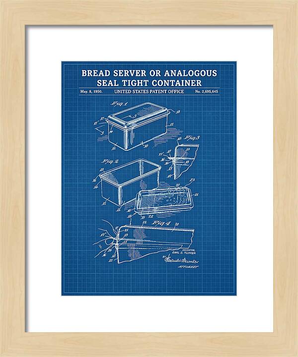 Bread Server Tupperware Container Blueprint Patent Us2695645a