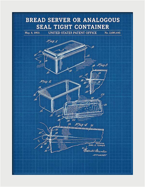 Bread Server Tupperware Container Blueprint Patent Us2695645a