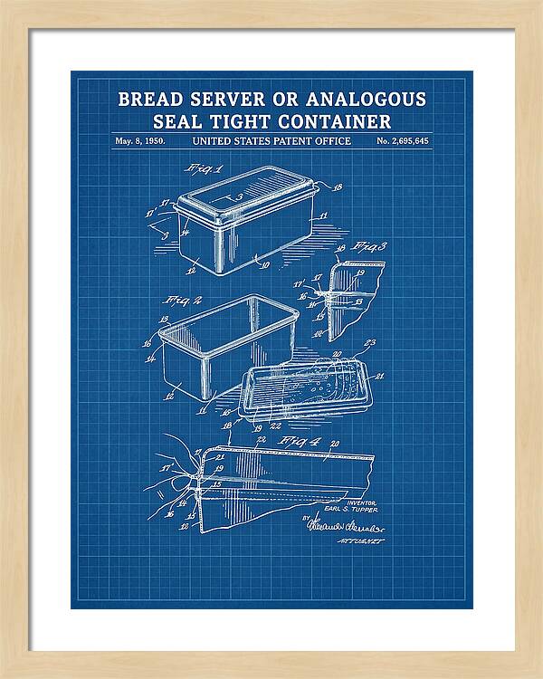 Bread Server Tupperware Container Blueprint Patent Us2695645a