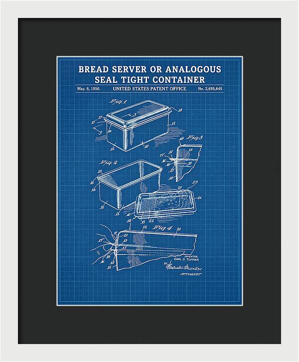 Bread Server Tupperware Container Blueprint Patent Us2695645a