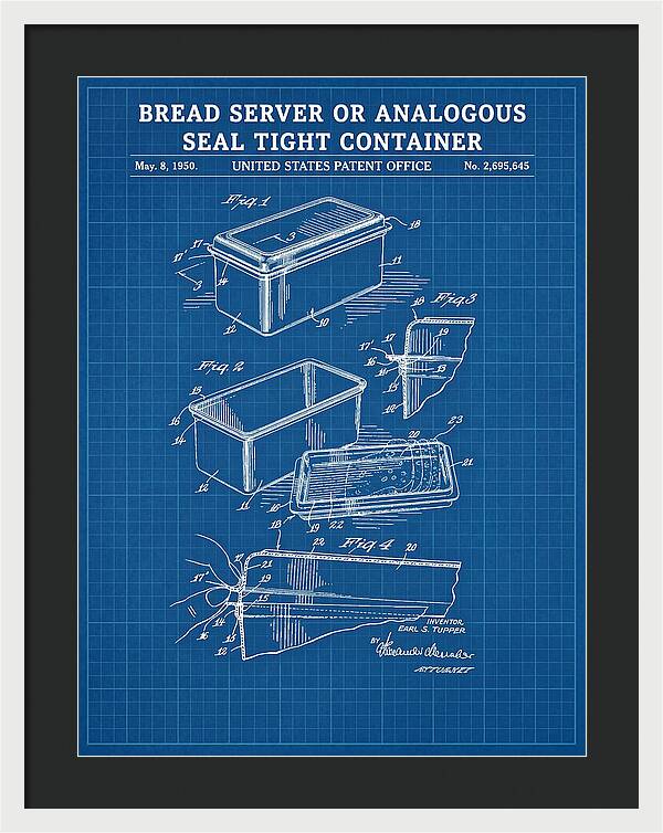 Bread Server Tupperware Container Blueprint Patent Us2695645a