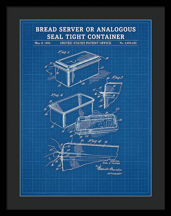 Bread Server Tupperware Container Blueprint Patent Us2695645a