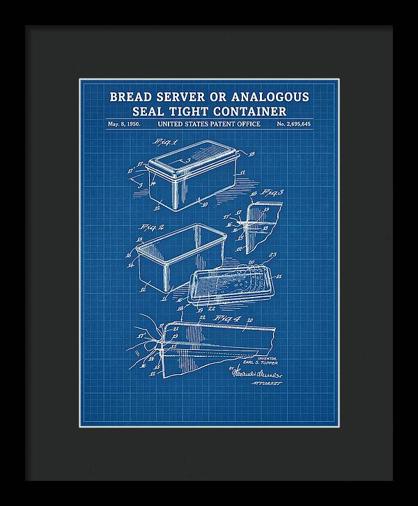 Bread Server Tupperware Container Blueprint Patent Us2695645a