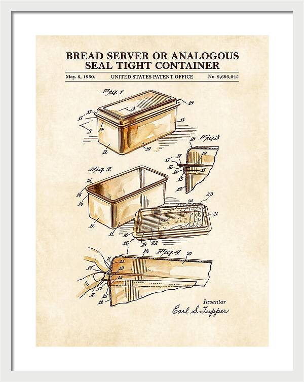 Bread Server Tupperware Container Watercolor Patent Us2695645a