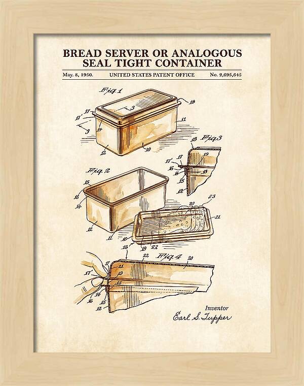 Bread Server Tupperware Container Watercolor Patent Us2695645a