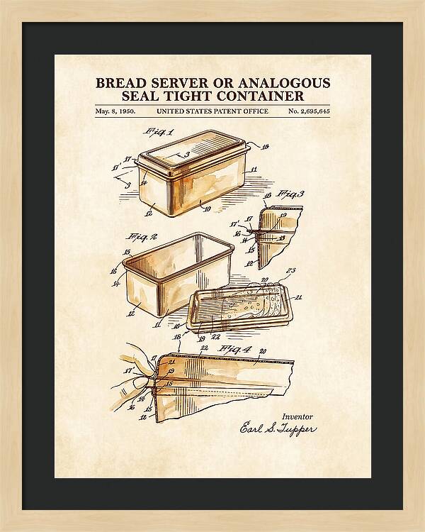 Bread Server Tupperware Container Watercolor Patent Us2695645a