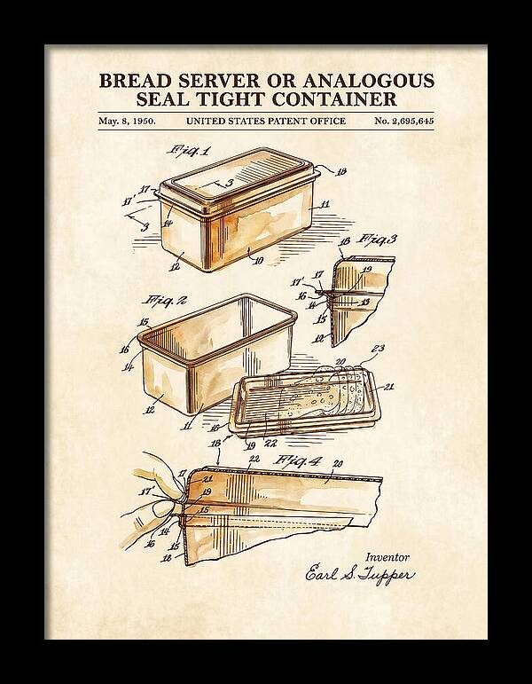 Bread Server Tupperware Container Watercolor Patent Us2695645a