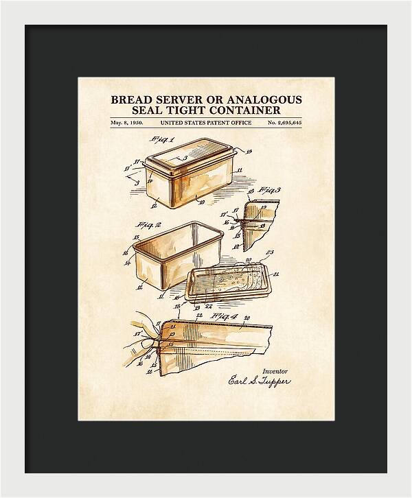 Bread Server Tupperware Container Watercolor Patent Us2695645a