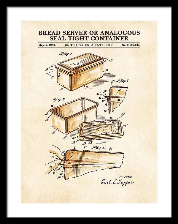 Bread Server Tupperware Container Watercolor Patent Us2695645a