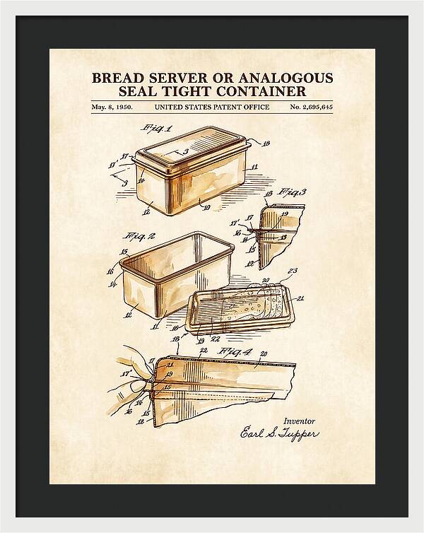 Bread Server Tupperware Container Watercolor Patent Us2695645a