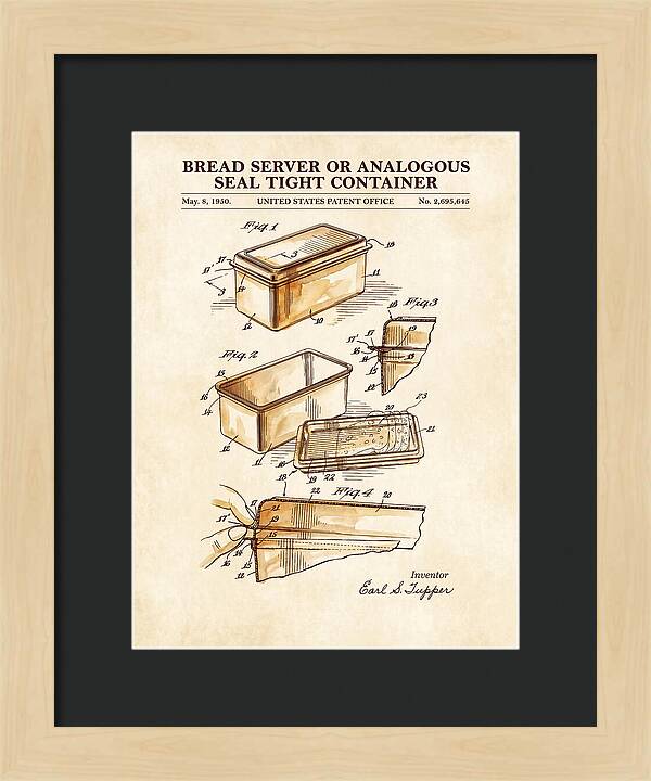 Bread Server Tupperware Container Watercolor Patent Us2695645a