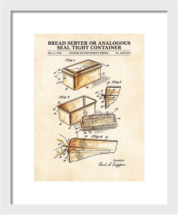 Bread Server Tupperware Container Watercolor Patent Us2695645a
