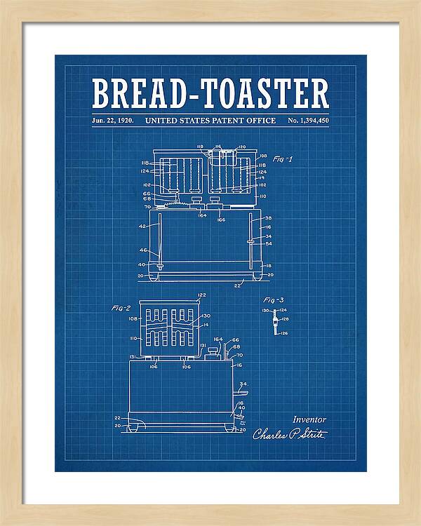 Bread Toaster Toastmaster Blueprint Patent Us1394450a