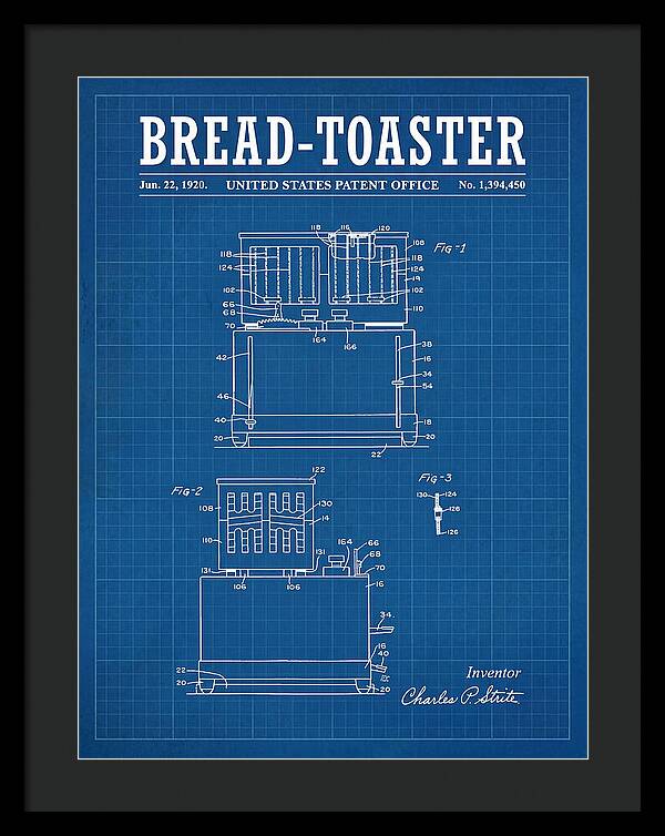 Bread Toaster Toastmaster Blueprint Patent Us1394450a