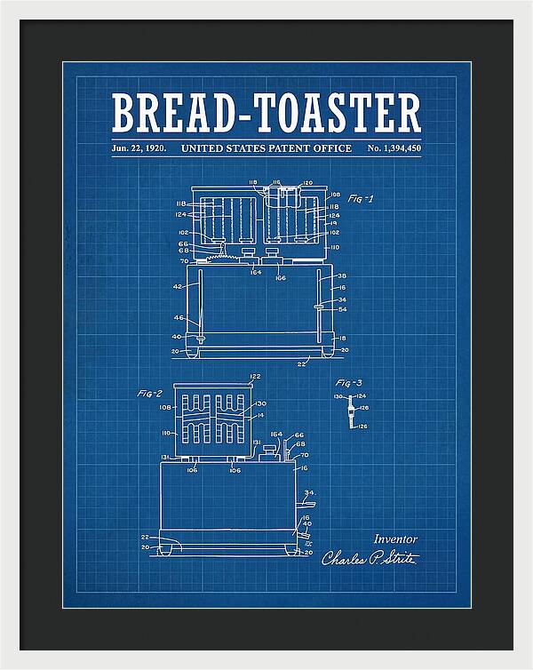 Bread Toaster Toastmaster Blueprint Patent Us1394450a