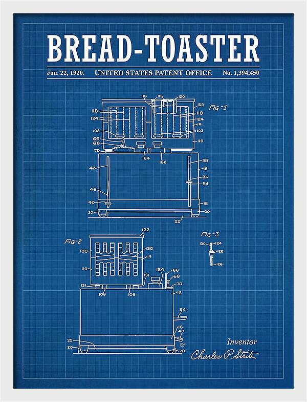Bread Toaster Toastmaster Blueprint Patent Us1394450a